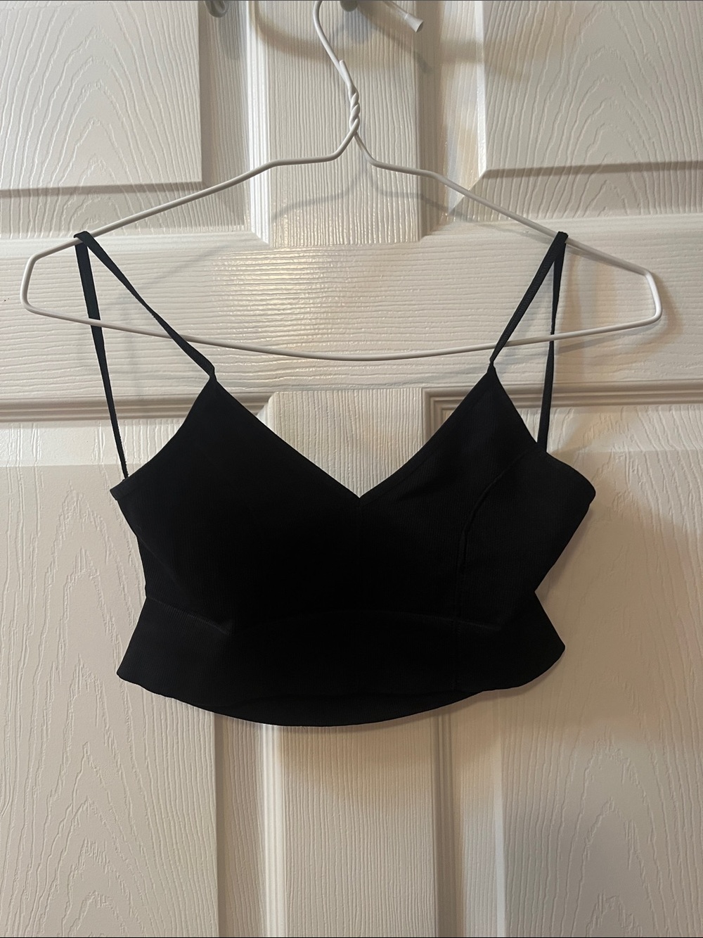 Free People Black V-Neck Spaghetti Strap Crop Top medium